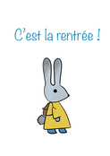 Rentrée scolaire avec un petit lapin joyeux